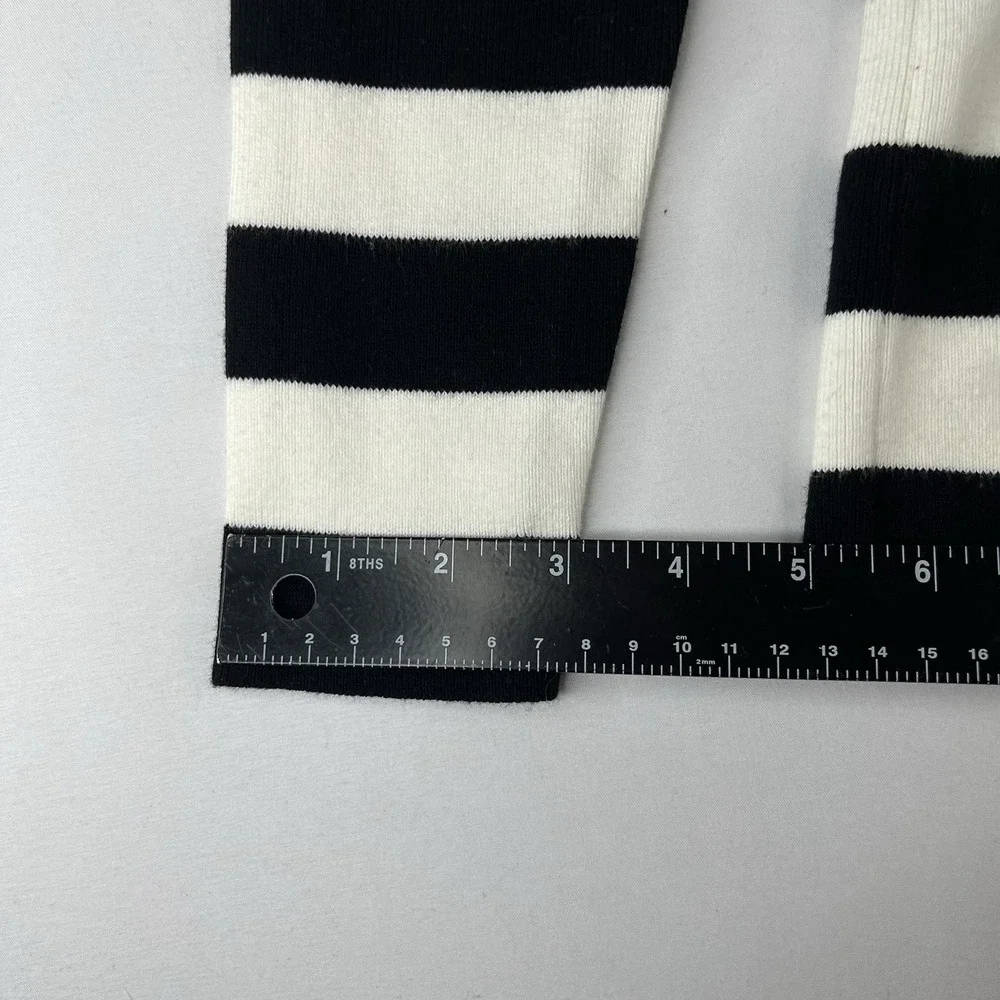 Banana Republic Women Small Black White Striped Peplum Knit Sweater Long Sleeve - Picture 10 of 16